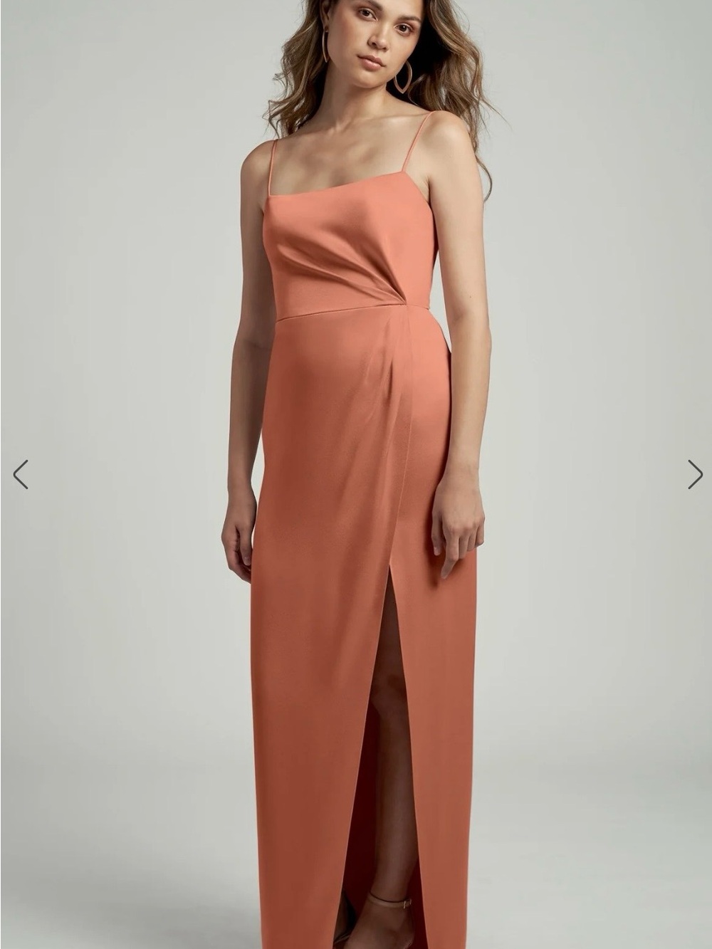 Jenny Yoo Lauren Spaghetti-Strap Formal Dress with Side Slit